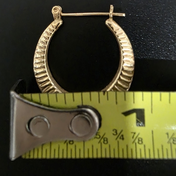 14k Genuine Gold Hoop Earrings Wide Hoop - Picture 4 of 6